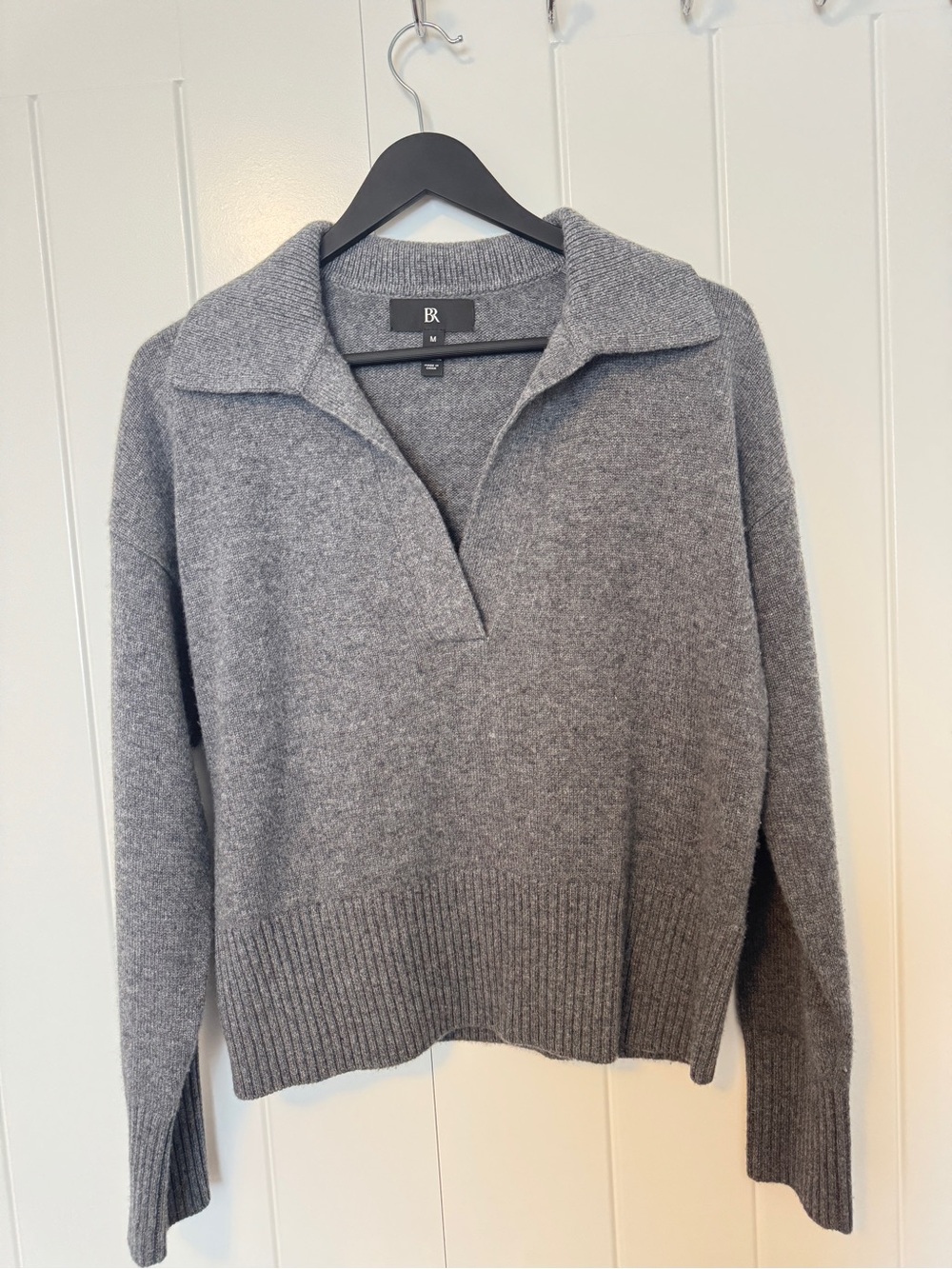 Banana Republic | Cashmere Charcoal Gray Collared V-Neck Sweater